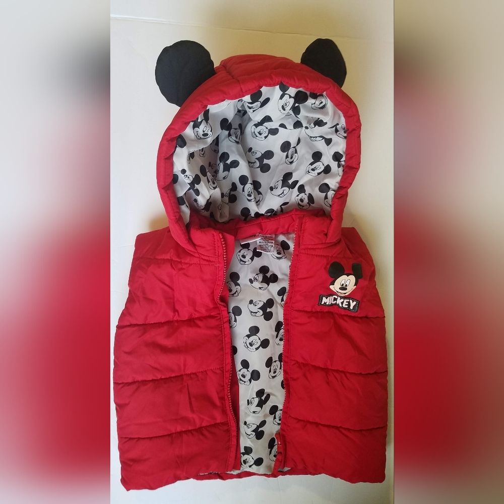 Disney Puffer Mickey Mouse Vest with Hoodie and Mouse Ears